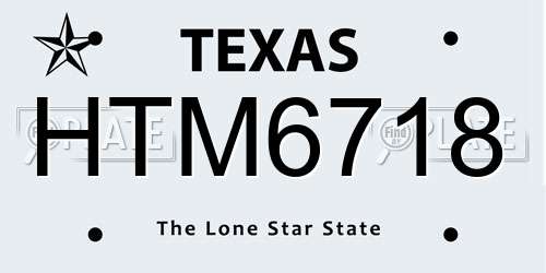 HTM6718 Texas License Plate