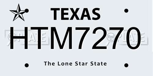 HTM7270 Texas License Plate
