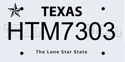 HTM7303 Texas License Plate
