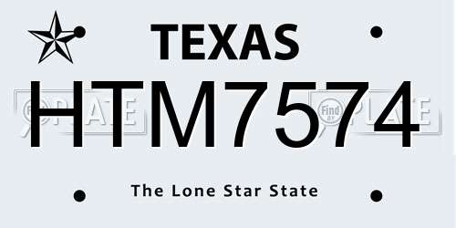 HTM7574 Texas License Plate