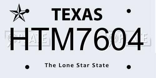 HTM7604 Texas License Plate