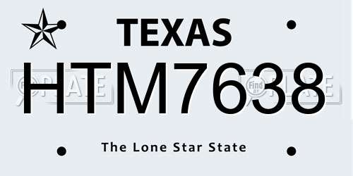 HTM7638 Texas License Plate
