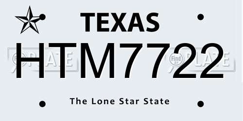 HTM7722 Texas License Plate