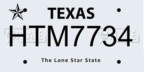 HTM7734 Texas License Plate