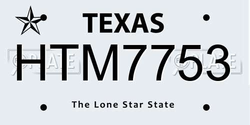 HTM7753 Texas License Plate