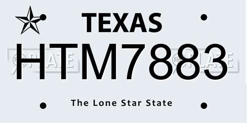 HTM7883 Texas License Plate