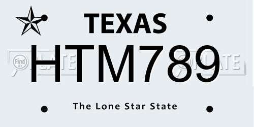 HTM789 Texas License Plate