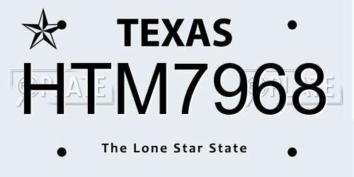 HTM7968 Texas License Plate