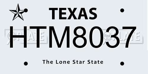 HTM8037 Texas License Plate