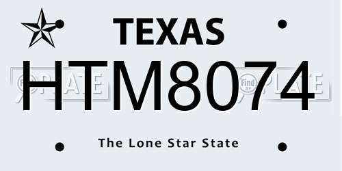 HTM8074 Texas License Plate