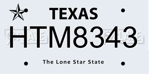 HTM8343 Texas License Plate
