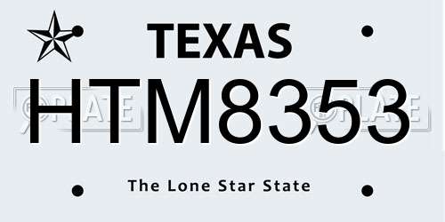 HTM8353 Texas License Plate