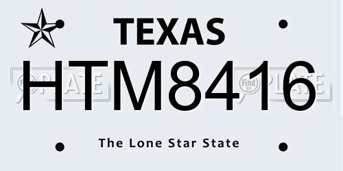 HTM8416 Texas License Plate