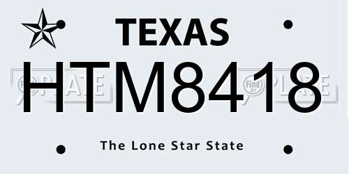 HTM8418 Texas License Plate
