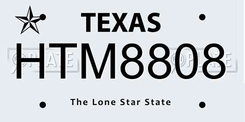 HTM8808 Texas License Plate