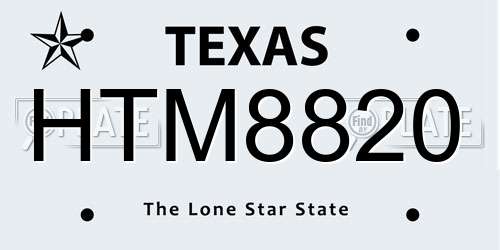 HTM8820 Texas License Plate