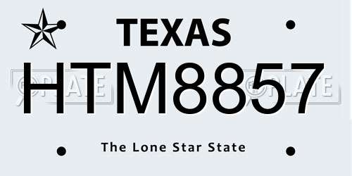 HTM8857 Texas License Plate