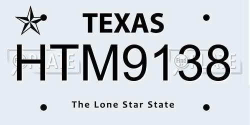 HTM9138 Texas License Plate