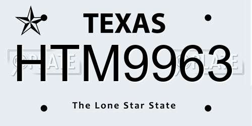 HTM9963 Texas License Plate