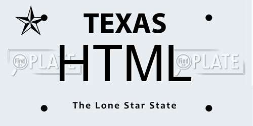 HTML Texas License Plate