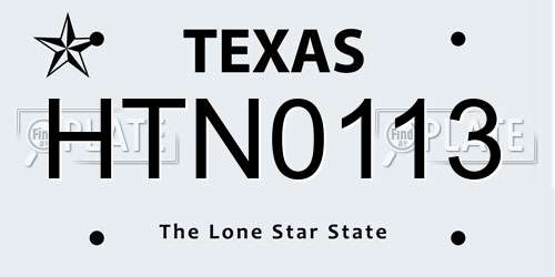 HTN0113 Texas License Plate