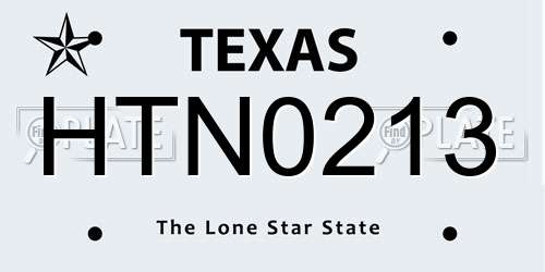 HTN0213 Texas License Plate