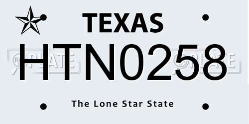 HTN0258 Texas License Plate
