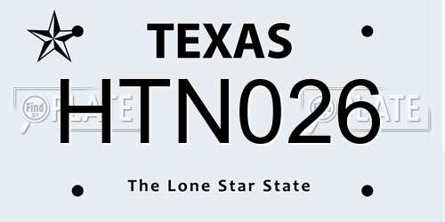 HTN026 Texas License Plate