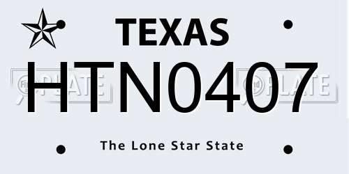 HTN0407 Texas License Plate