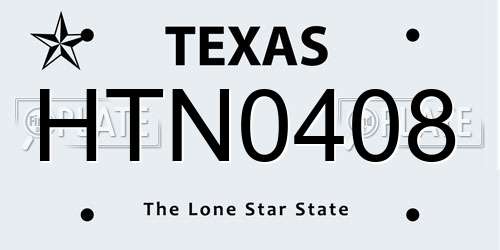 HTN0408 Texas License Plate