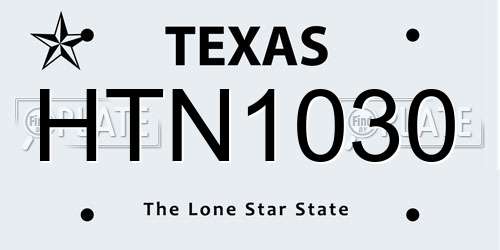 HTN1030 Texas License Plate