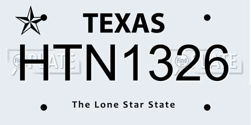 HTN1326 Texas License Plate