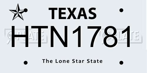 HTN1781 Texas License Plate