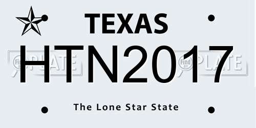 HTN2017 Texas License Plate