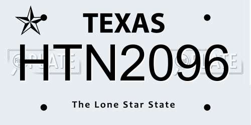 HTN2096 Texas License Plate