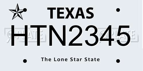 HTN2345 Texas License Plate