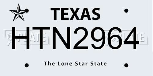 HTN2964 Texas License Plate