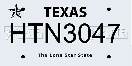 HTN3047 Texas License Plate