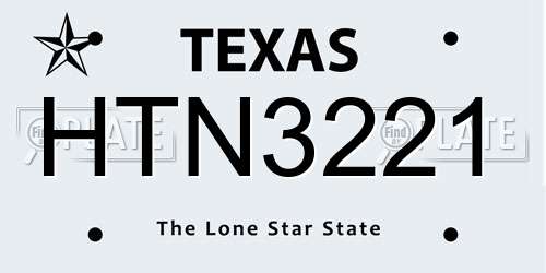 HTN3221 Texas License Plate