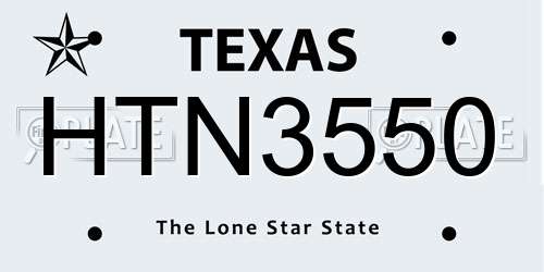 HTN3550 Texas License Plate