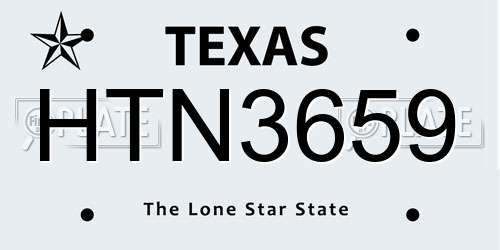HTN3659 Texas License Plate