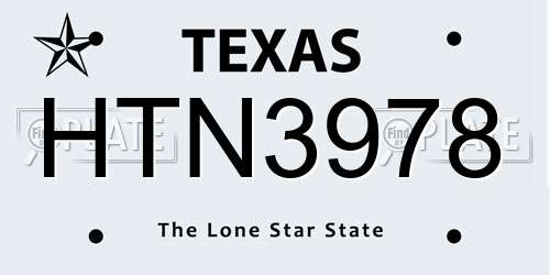 HTN3978 Texas License Plate