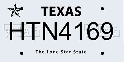 HTN4169 Texas License Plate
