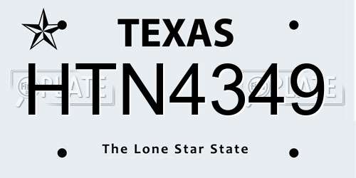 HTN4349 Texas License Plate
