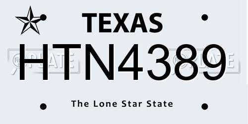 HTN4389 Texas License Plate