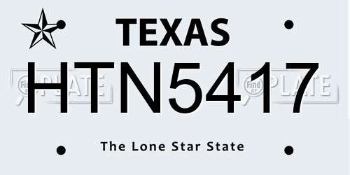 HTN5417 Texas License Plate