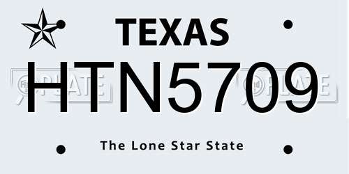 HTN5709 Texas License Plate