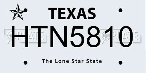 HTN5810 Texas License Plate