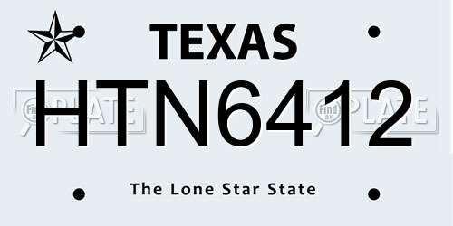 HTN6412 Texas License Plate