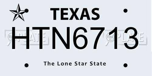 HTN6713 Texas License Plate